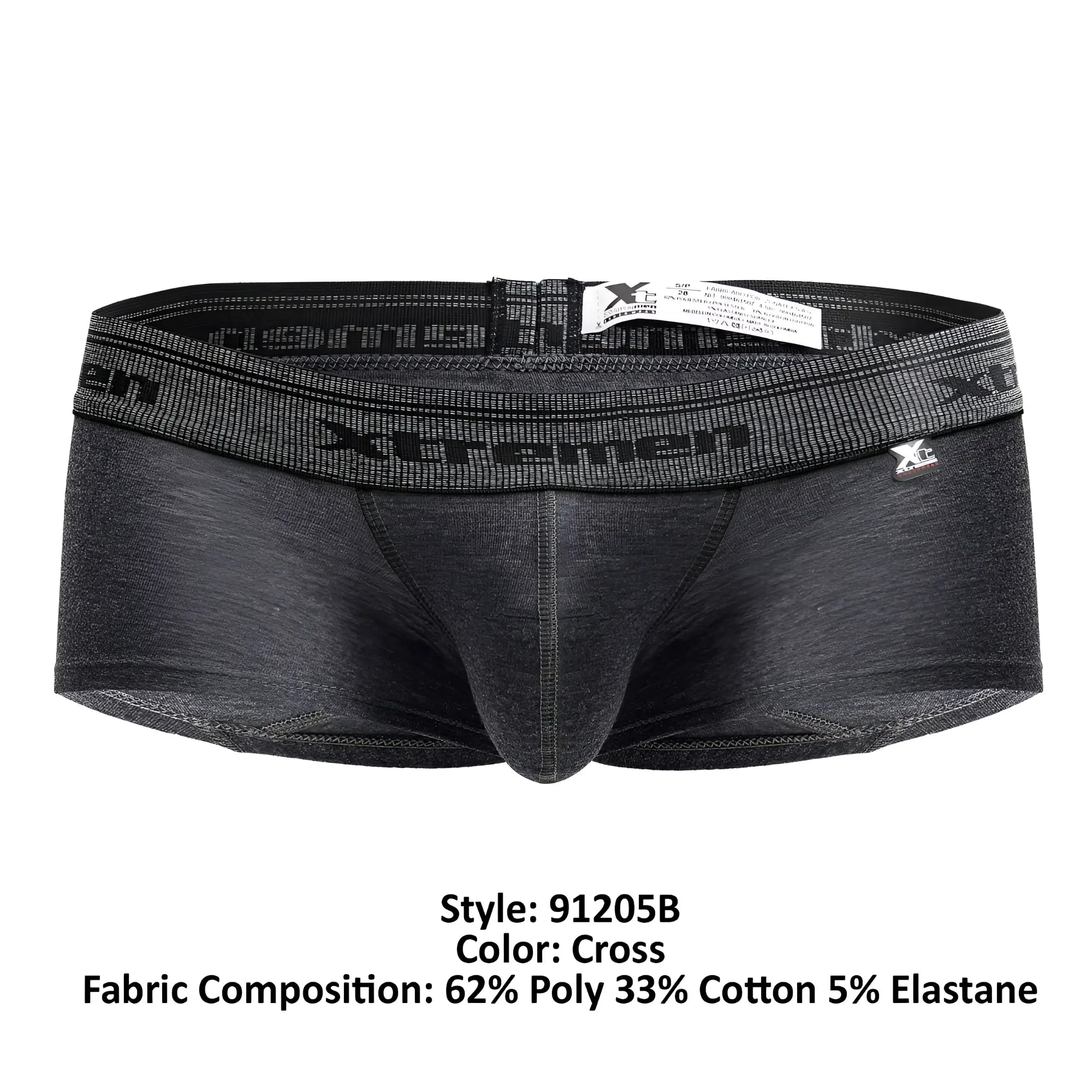 Black heathered xtremen 91205b cotton blend trunks with textured waistband and elasticized fit for men