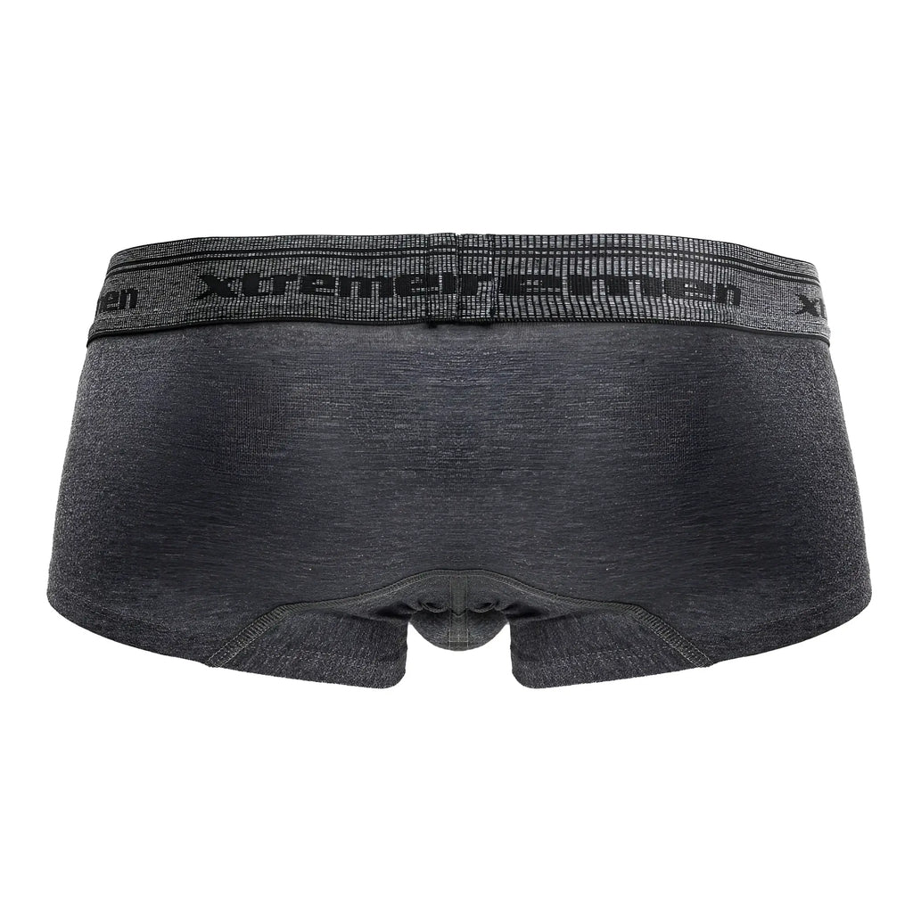 Dark gray heathered xtremen 91205b cotton blend trunks with textured elastic waistband and logo on the front side