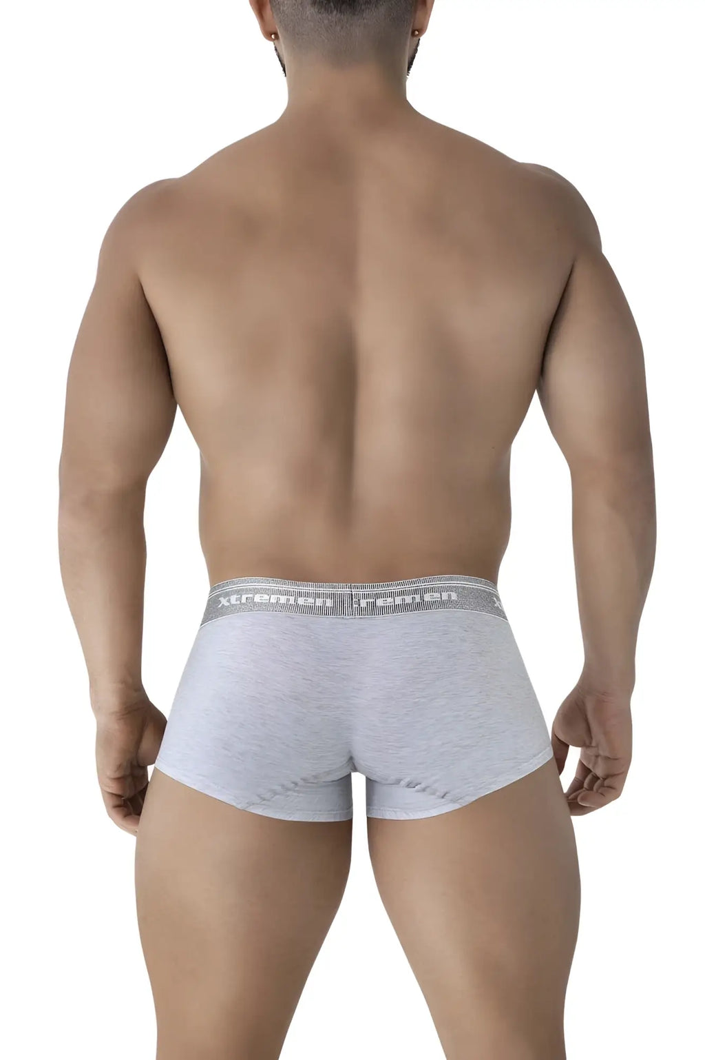 Gray heathered xtremen 91205b cotton blend briefs with gray elastic waistband featuring xtreme men logo