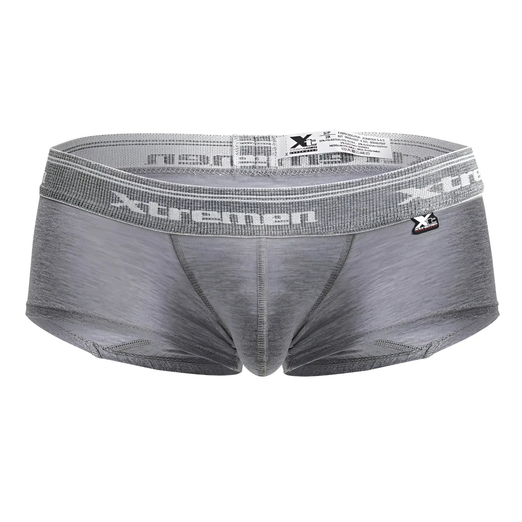 Gray heathered xtremen 91205b cotton blend men’s briefs with textured elastic waistband and brand logo