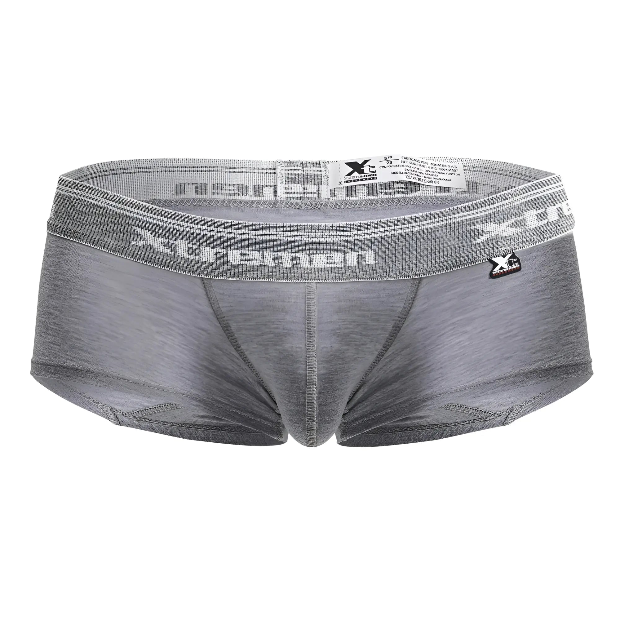 Gray heathered xtremen 91205b cotton blend men’s briefs with textured elastic waistband and brand logo