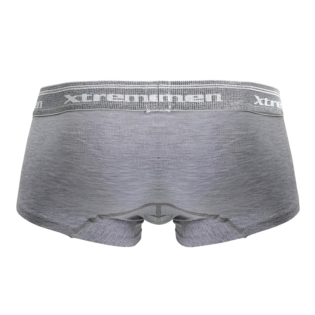 Gray heathered cotton blend Xtremen 91205B trunks with textured elastic waistband and white Xtremen logo in jasper gray