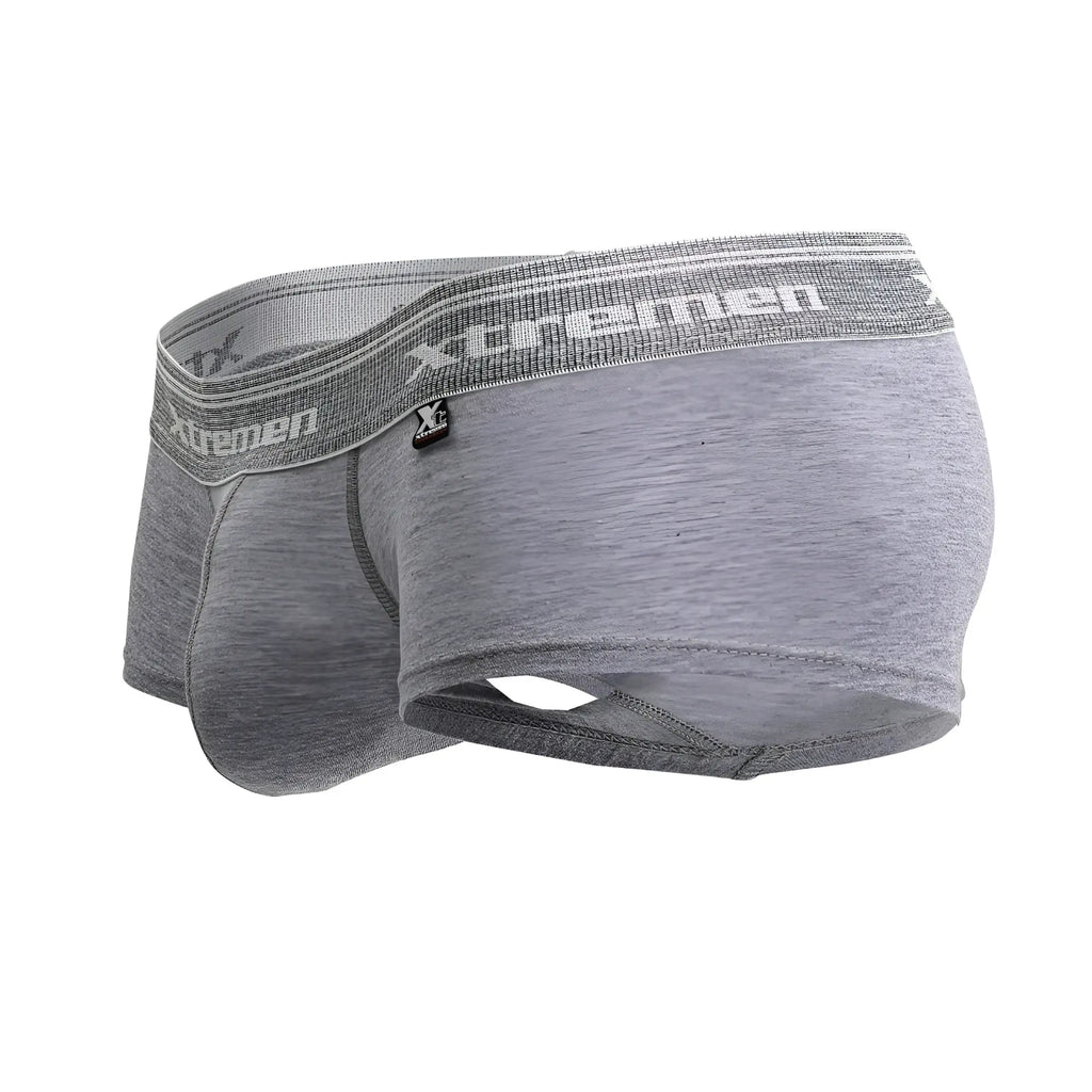 Gray heathered cotton blend Xtremen 91205B trunks with textured elastic waistband and xtremen logo in jasper gray