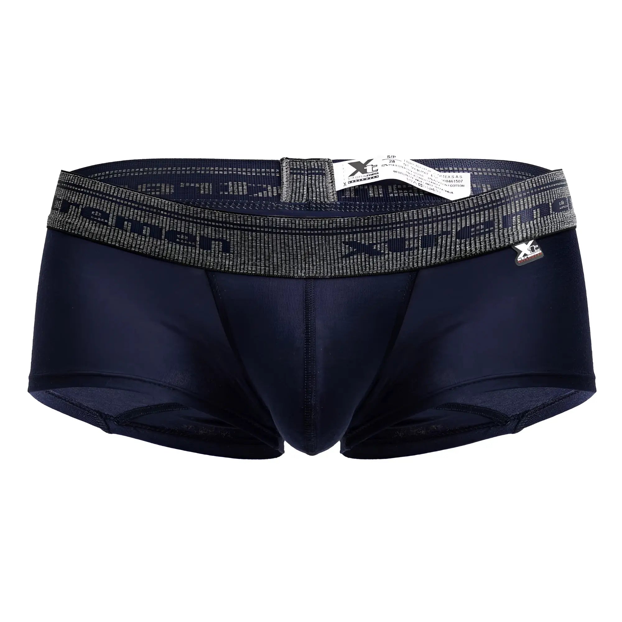 Navy blue xtremen 91205b men’s briefs with gray xcemen waistband made from cotton blend trunks material
