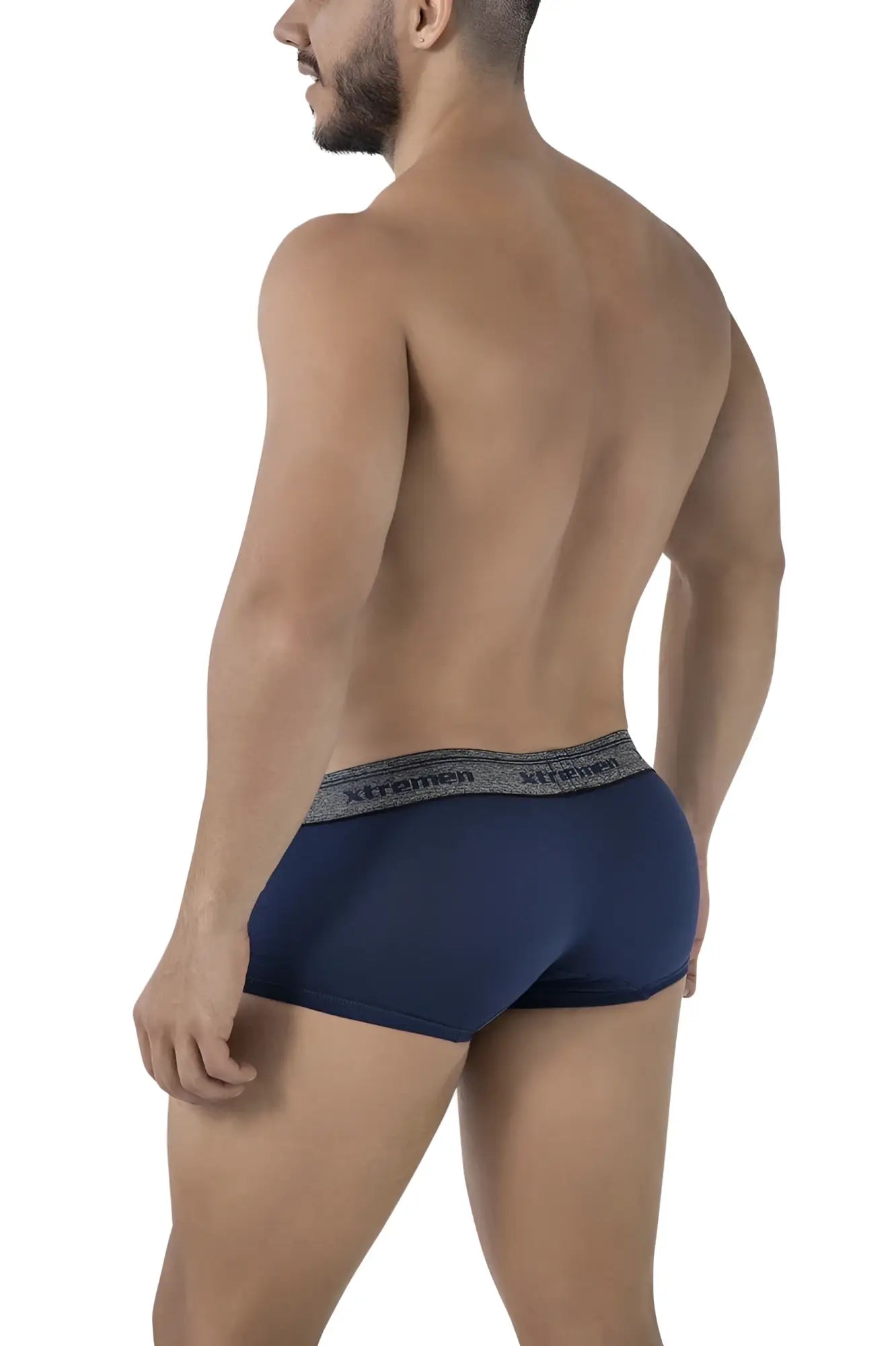 Navy xtremen 91205b cotton blend men’s briefs with a textured gray waistband featuring the brand name