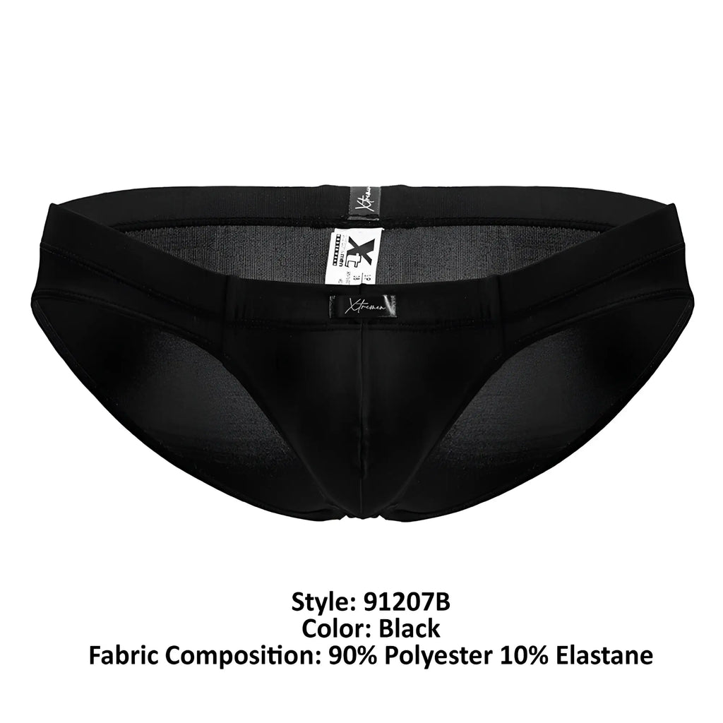 Black xtremen 91207b microfiber briefs made of 90 polyester and 10 elastane with breathable mesh panels