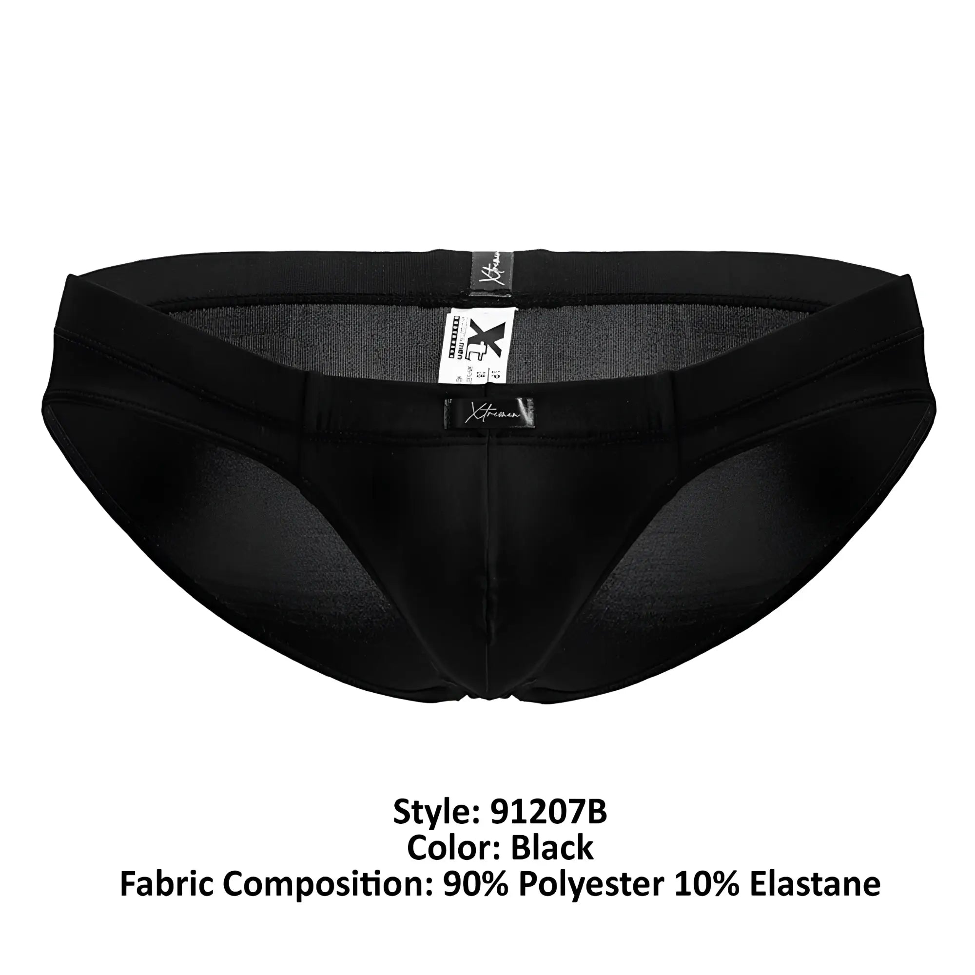 Black xtremen 91207b microfiber briefs made of 90 polyester and 10 elastane with breathable mesh panels