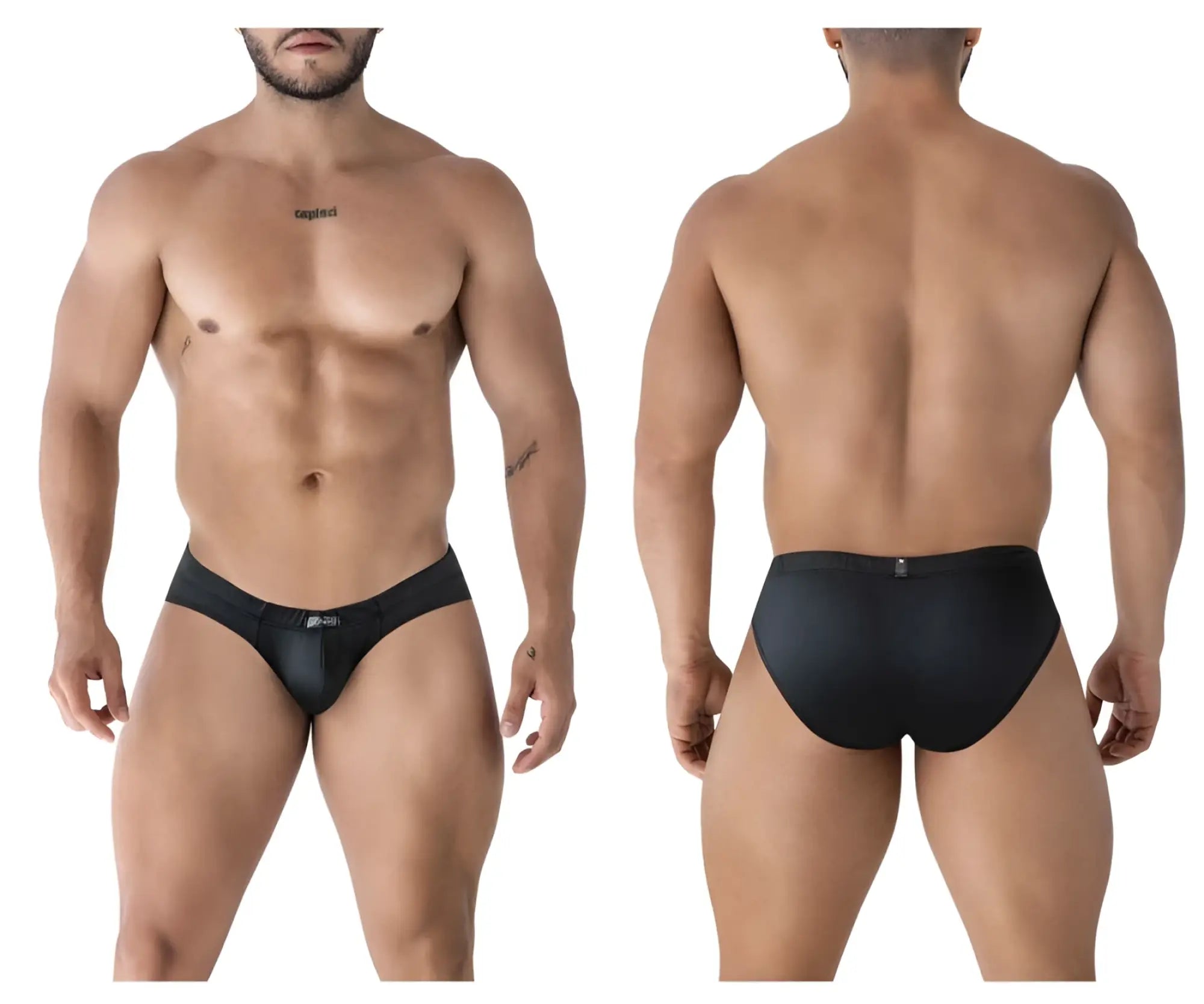 Black xtremen 91207b microfiber briefs with sleek form-fitting design and subtle waistband branding