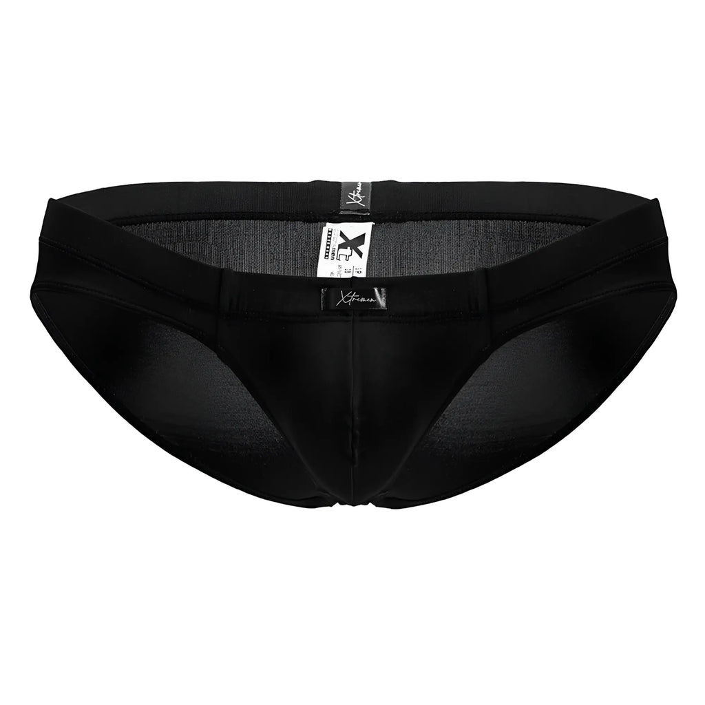 Xtremen 91207B microfiber briefs in black with smooth form-fitting fabric and subtle textured inner lining