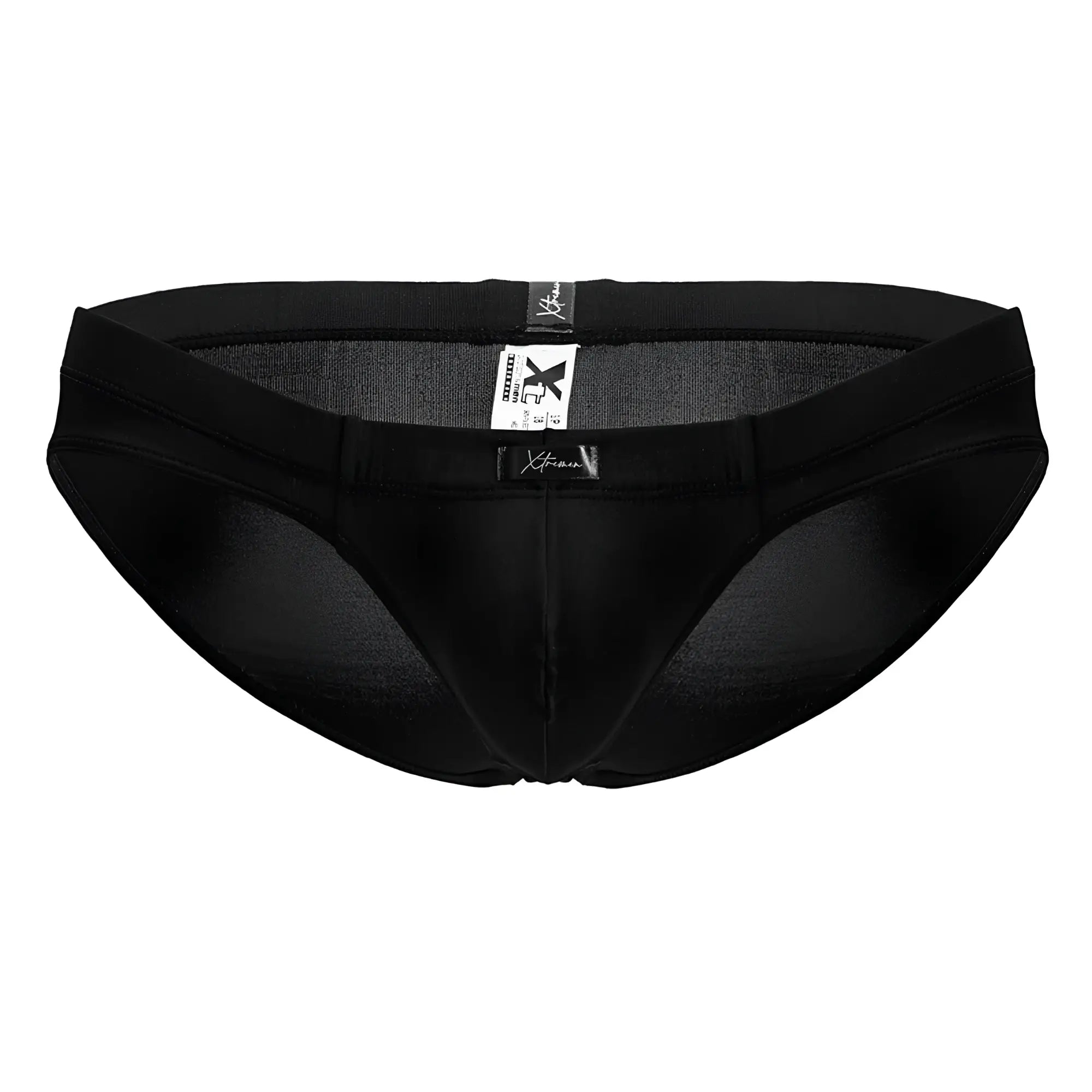 Xtremen 91207B microfiber briefs in black with smooth form-fitting fabric and subtle textured inner lining