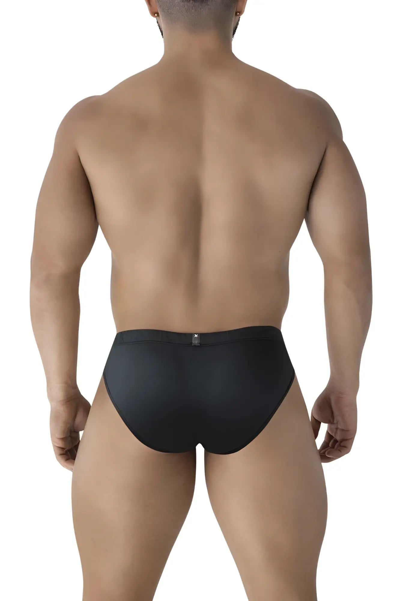 Black xtremen 91207b microfiber briefs with smooth form-fitting design and small logo on waistband