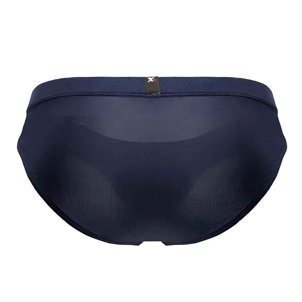 Navy blue xtremen 91207b microfiber men’s briefs with smooth form-fitting fabric and small black waistband tag