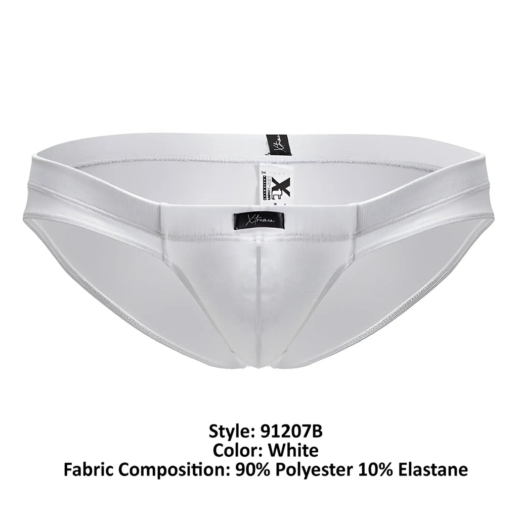 White xtremen 91207b microfiber briefs with sleek form-fitting design and elastic waistband for men