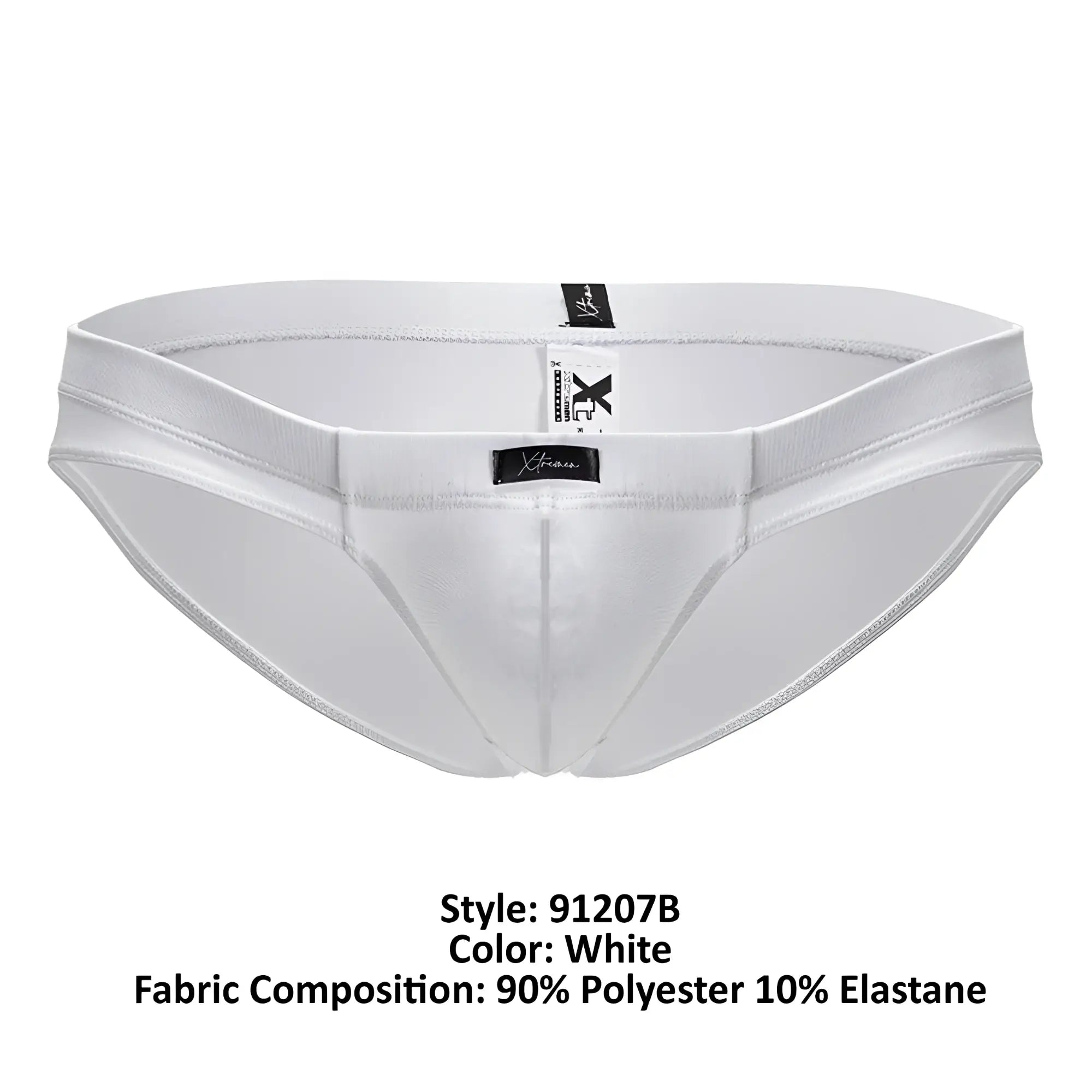 White xtremen 91207b microfiber briefs with sleek form-fitting design and elastic waistband for men