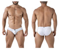 White xtremen 91207b microfiber briefs with sleek form-fitting design and subtle waistband logo