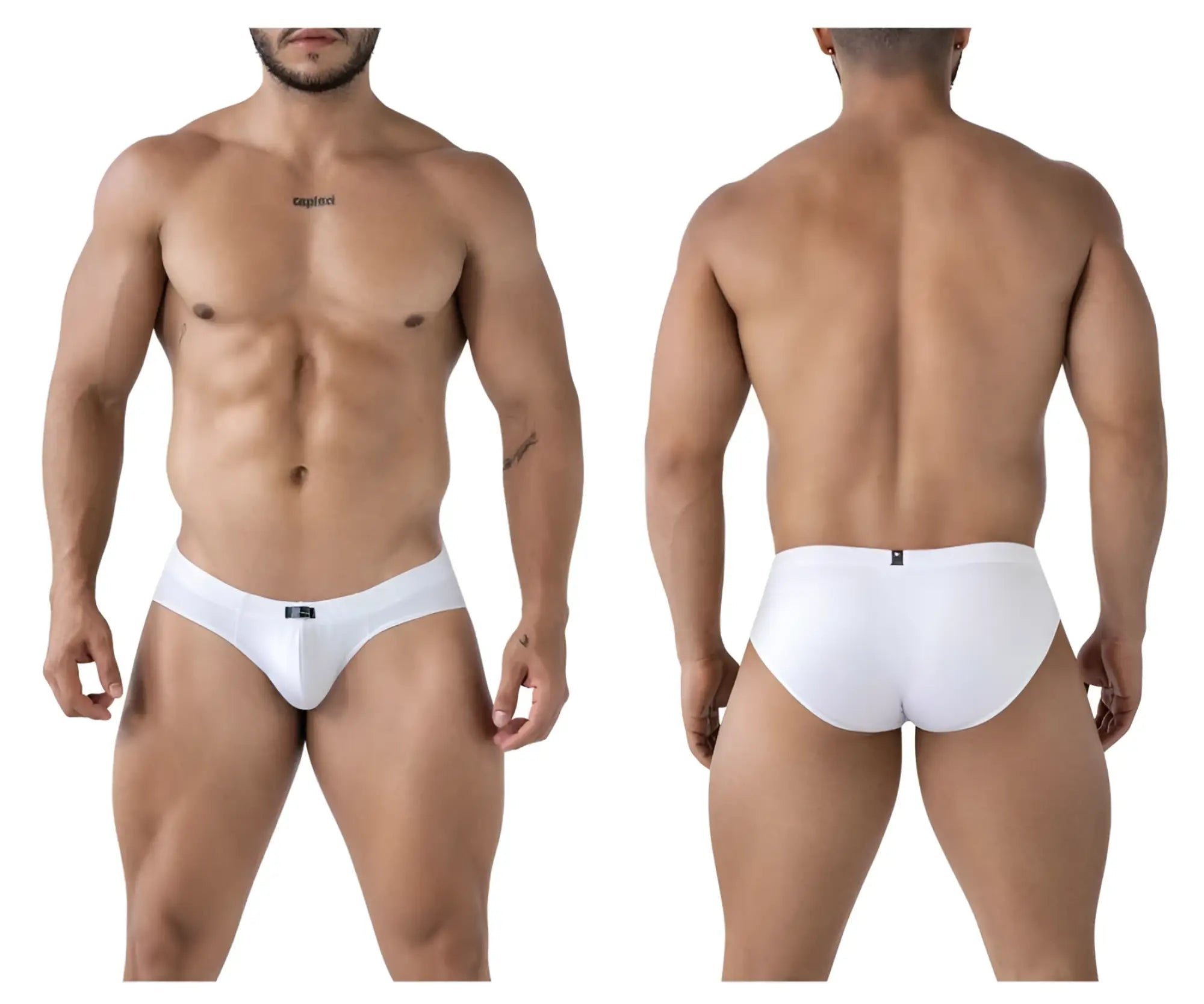 White xtremen 91207b microfiber briefs with sleek form-fitting design and subtle waistband logo