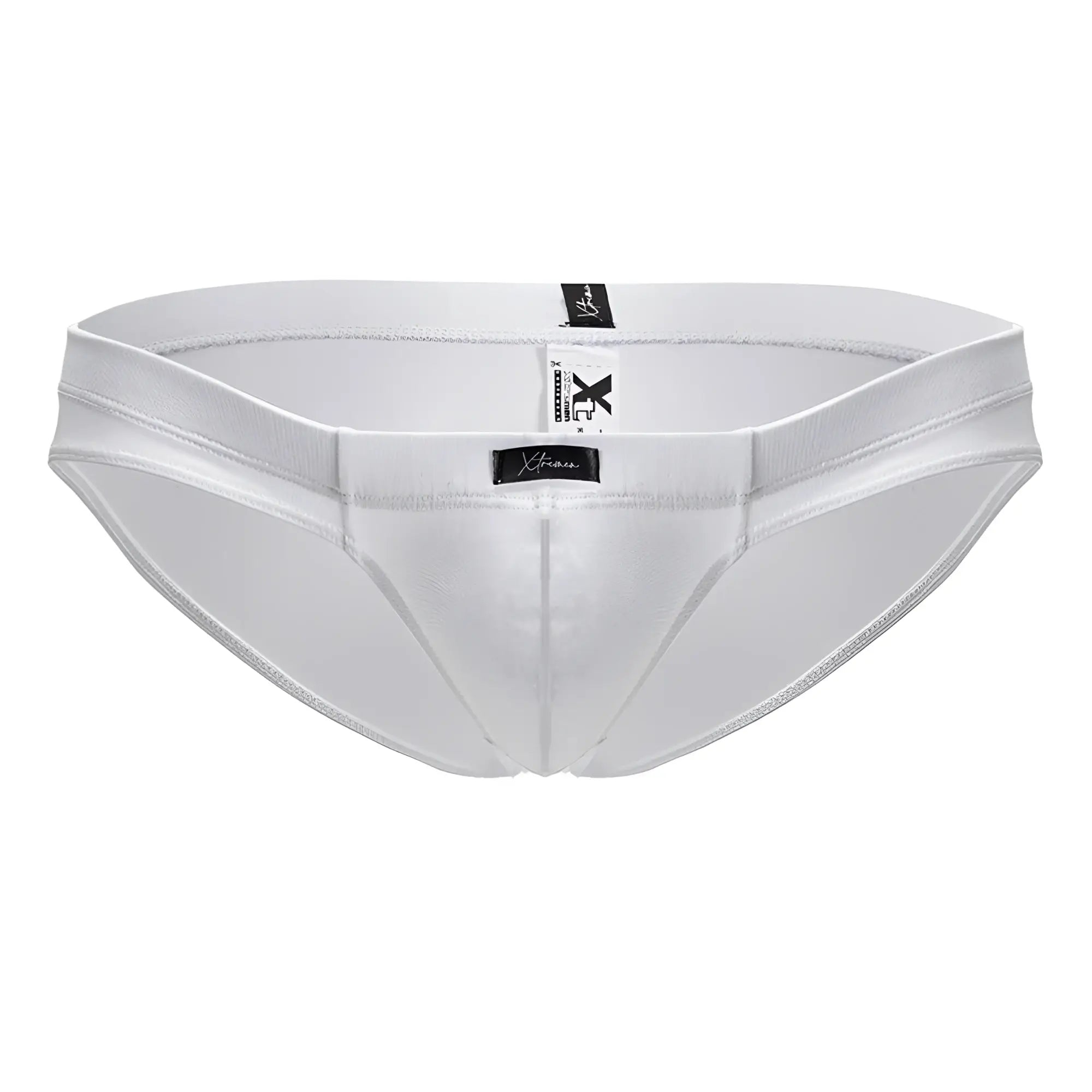 Xtremen 91207B white microfiber briefs with sleek satin-like finish and form-fitting design for men