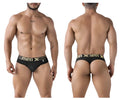 Black xtremen 91208b microfiber thongs with gold men xtr branding and small logo on the waistband
