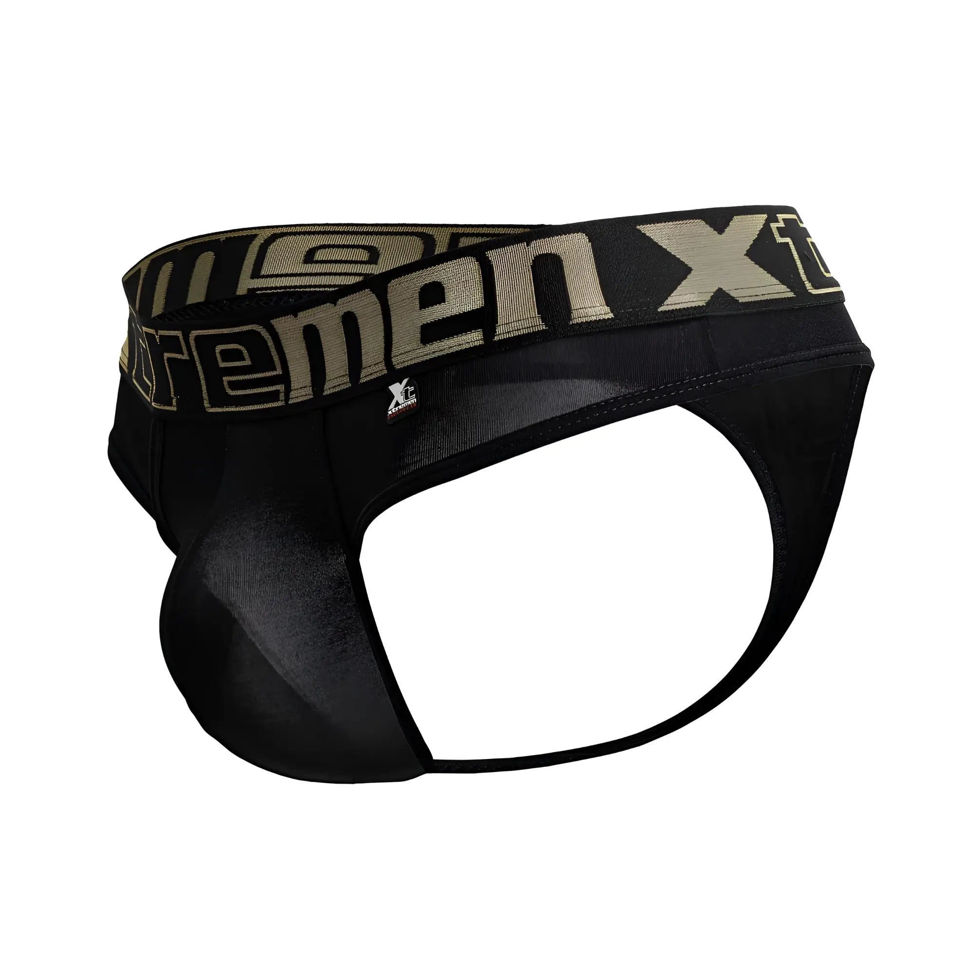 Black xtremen 91208b microfiber thongs with tan and black xtreme logo band for men