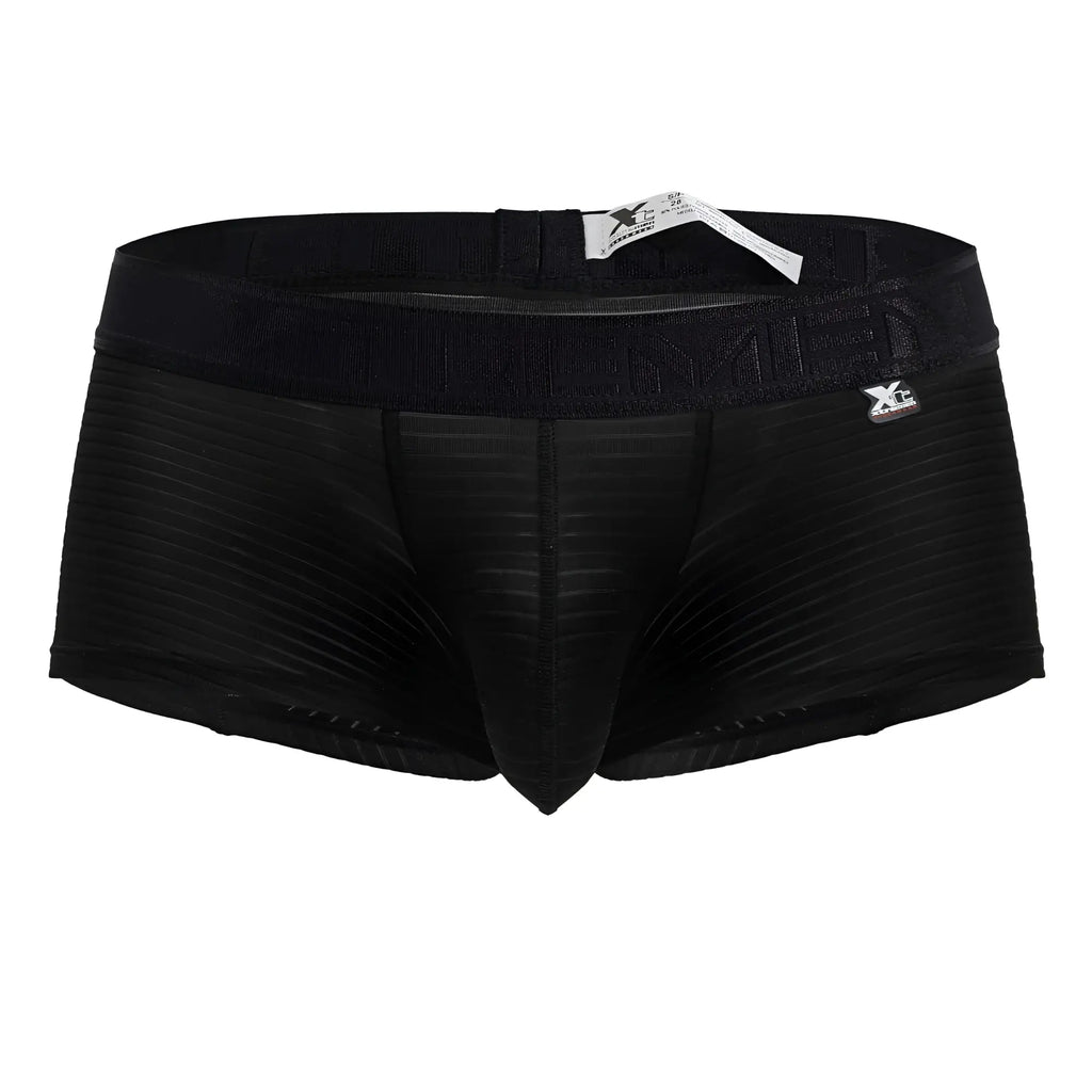 Black xtremen 91209b microfiber trunks with ribbed textured fabric and elastic waistband featuring brand logo
