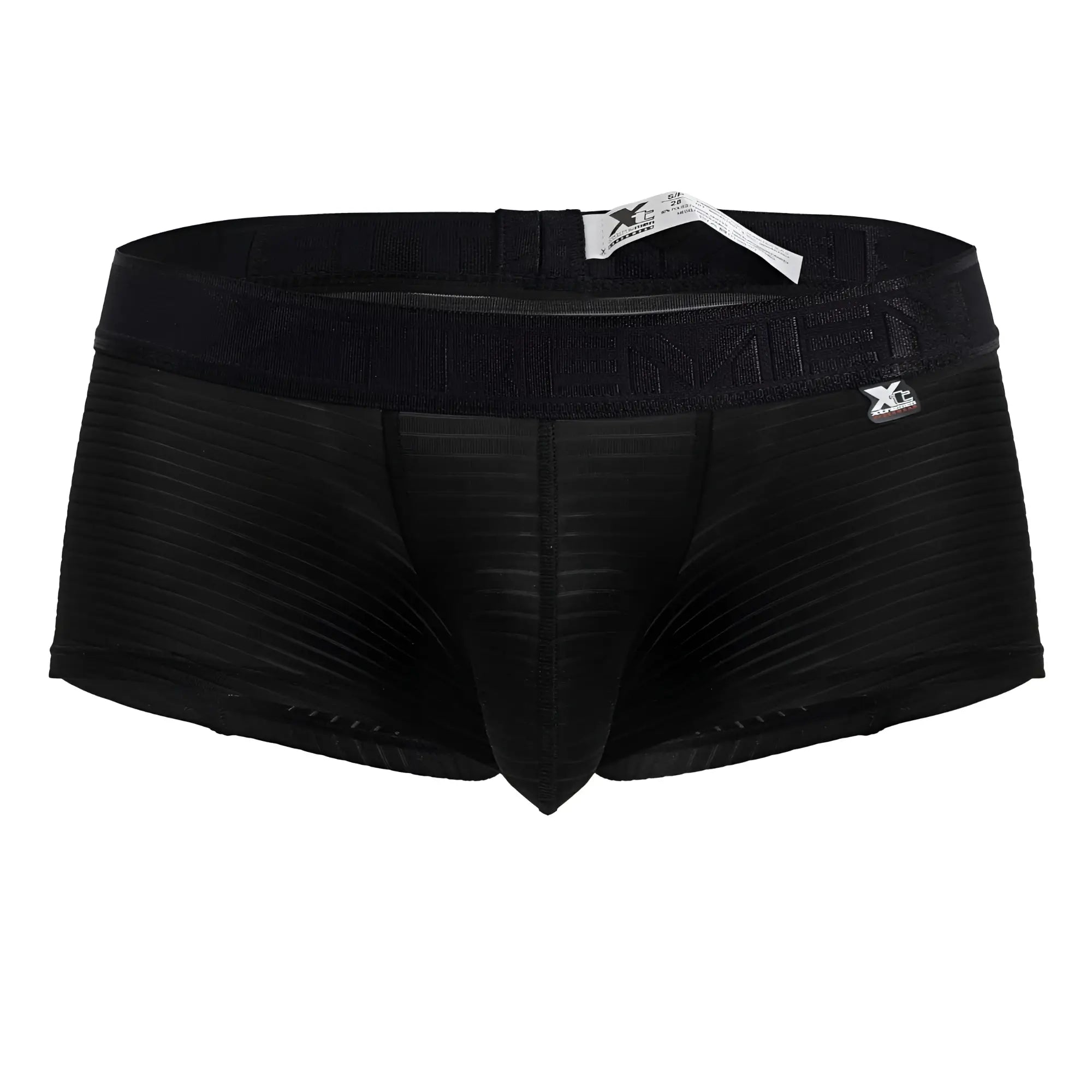 Black xtremen 91209b microfiber trunks with ribbed textured fabric and elastic waistband featuring brand logo