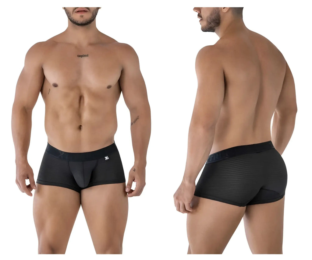 Black xtremen 91209b microfiber trunks with textured waistband and subtle side logo in black color