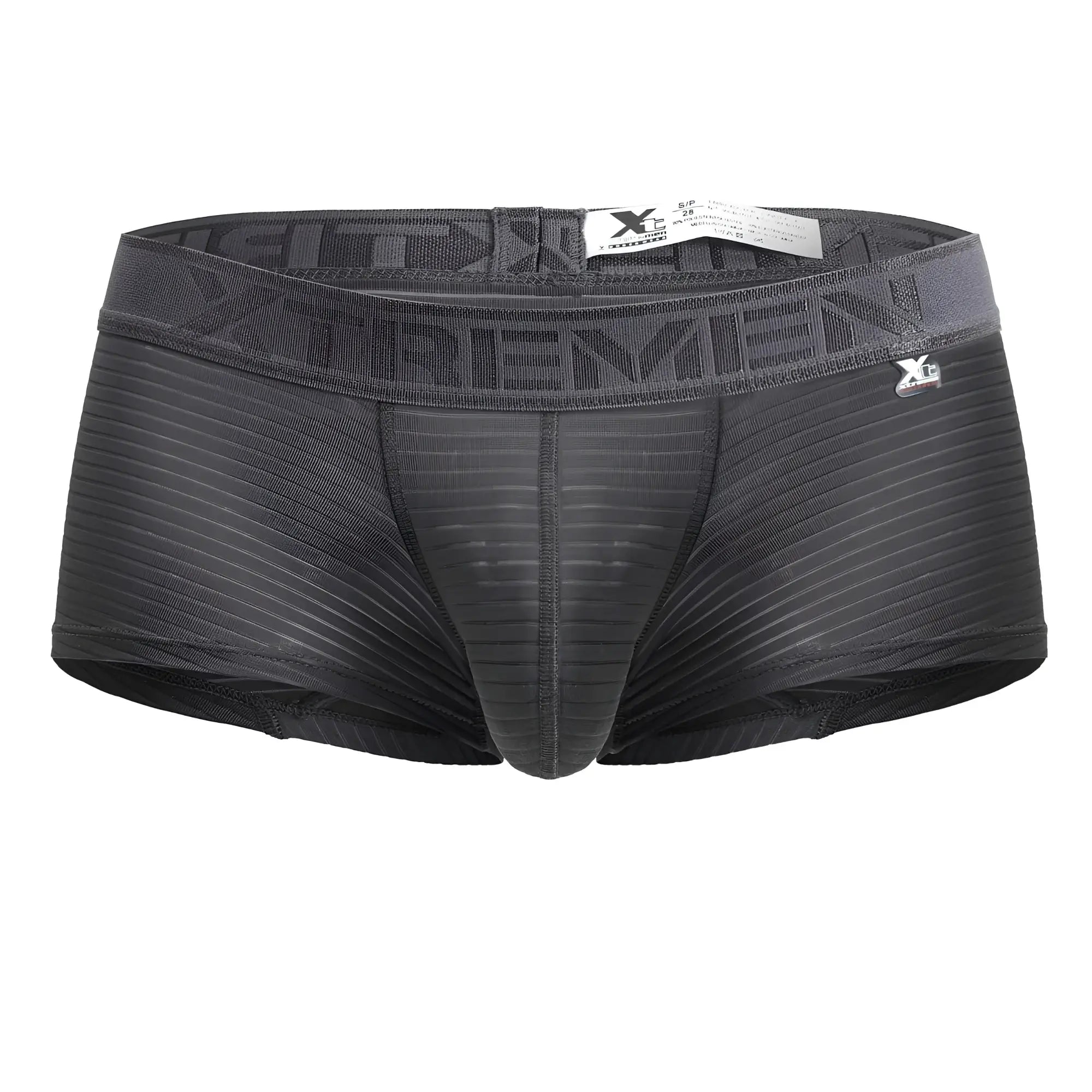 Black xtremen 91209b microfiber trunks with ribbed fabric and elastic waistband in gray color