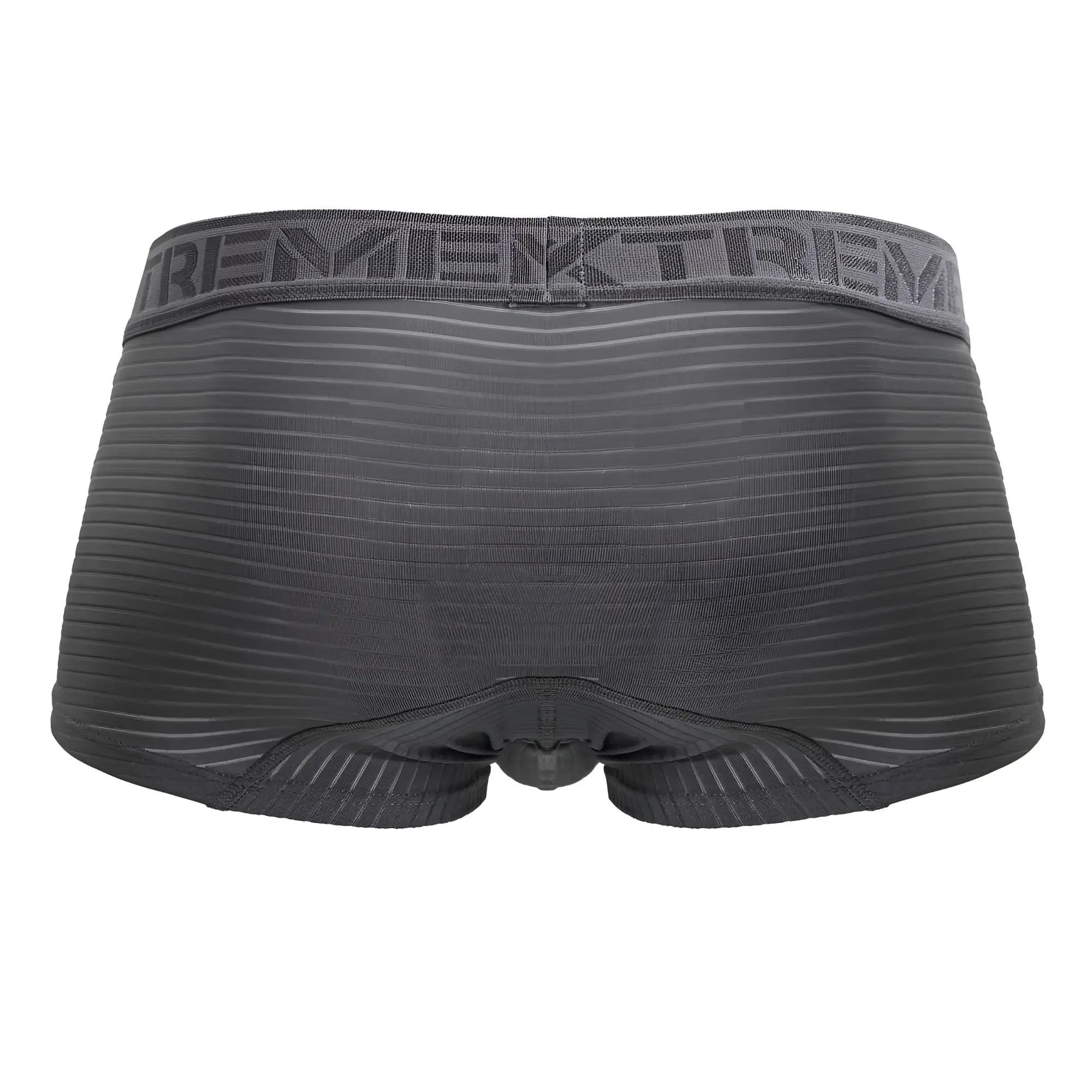Dark gray xtremen 91209b microfiber trunks with ribbed texture and elastic waistband featuring the Tremen logo