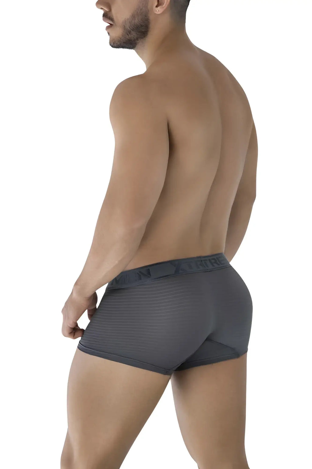 Xtremen 91209B microfiber trunks in dark gray with ribbed texture and branded waistband for comfortable wear