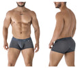 Gray xtremen 91209b microfiber men’s boxer briefs with textured waistband and the men xtr branding front logo