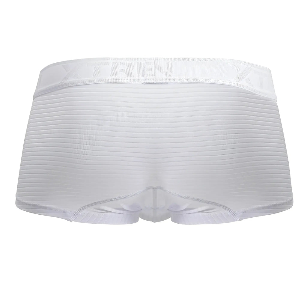 White ribbed microfiber men’s trunks with branded elastic waistband xtremen 91209b in white color