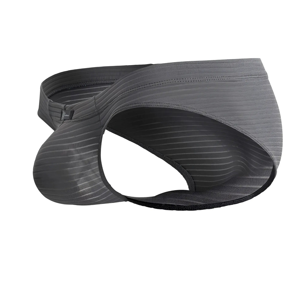 Xtremen 91210b gray microfiber briefs with gray stripes contoured design and black trim for men