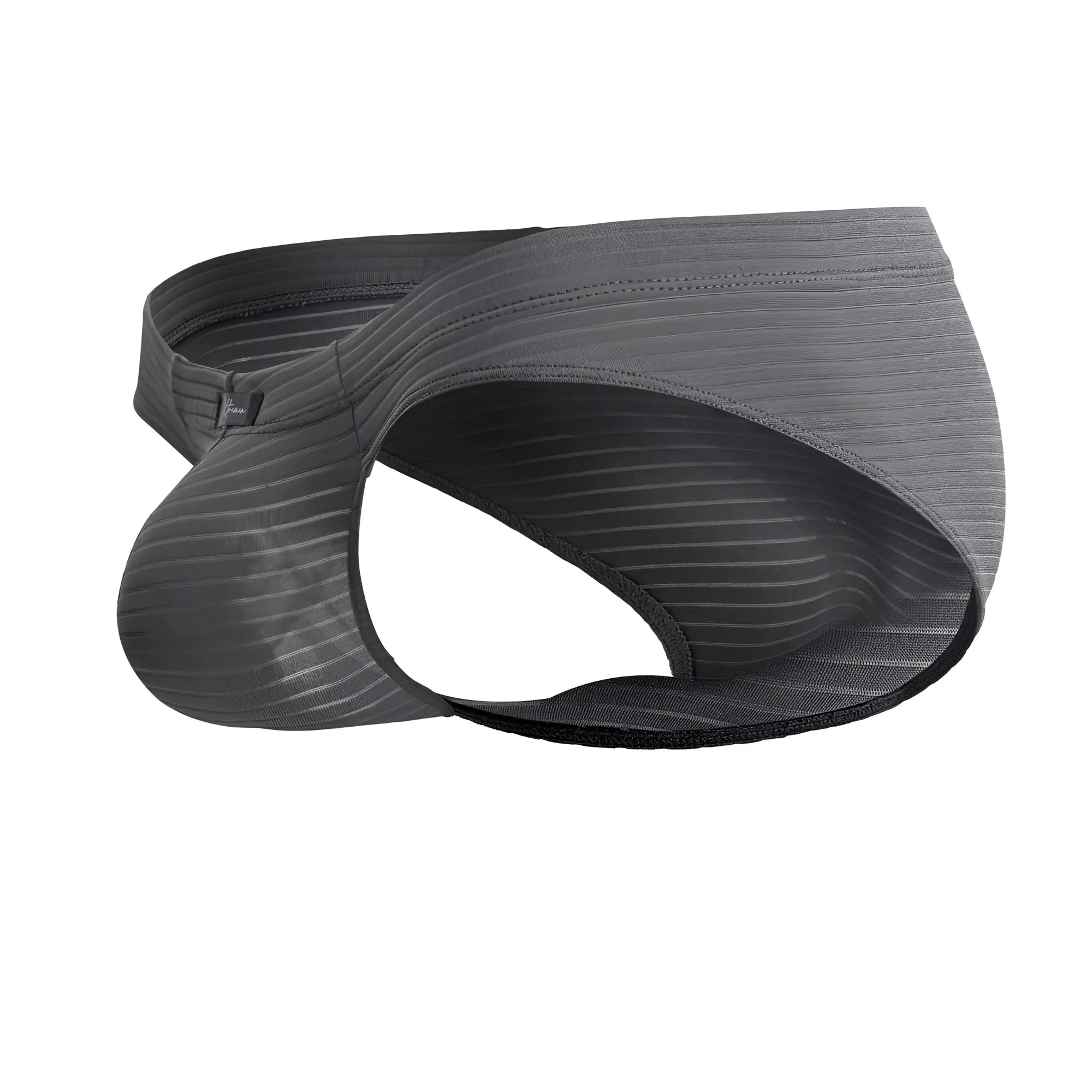Xtremen 91210b gray microfiber briefs with gray stripes contoured design and black trim for men