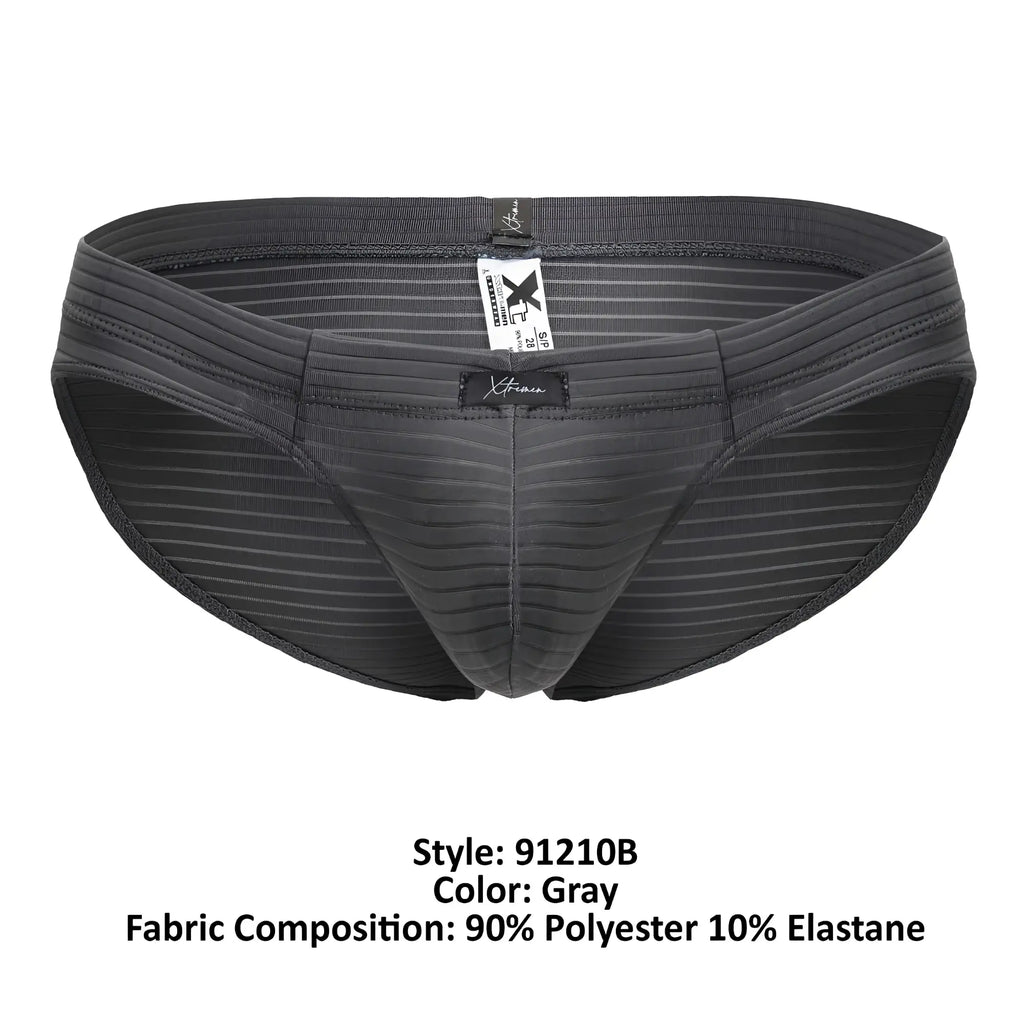 Gray striped men’s briefs xtremen 91210b made of 90% polyester 10% elastane microfiber for comfortable wear