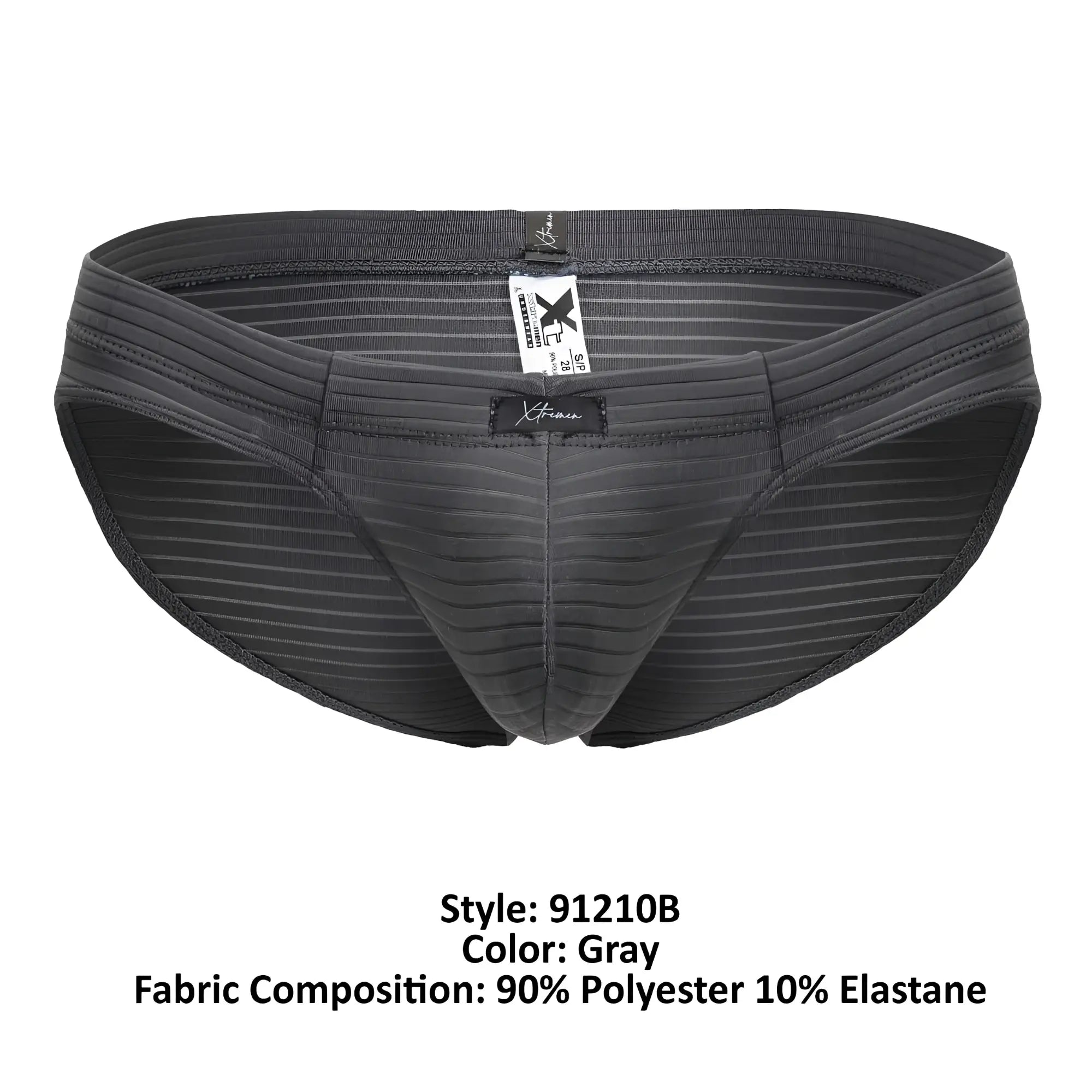 Gray striped men’s briefs xtremen 91210b made of 90% polyester 10% elastane microfiber for comfortable wear