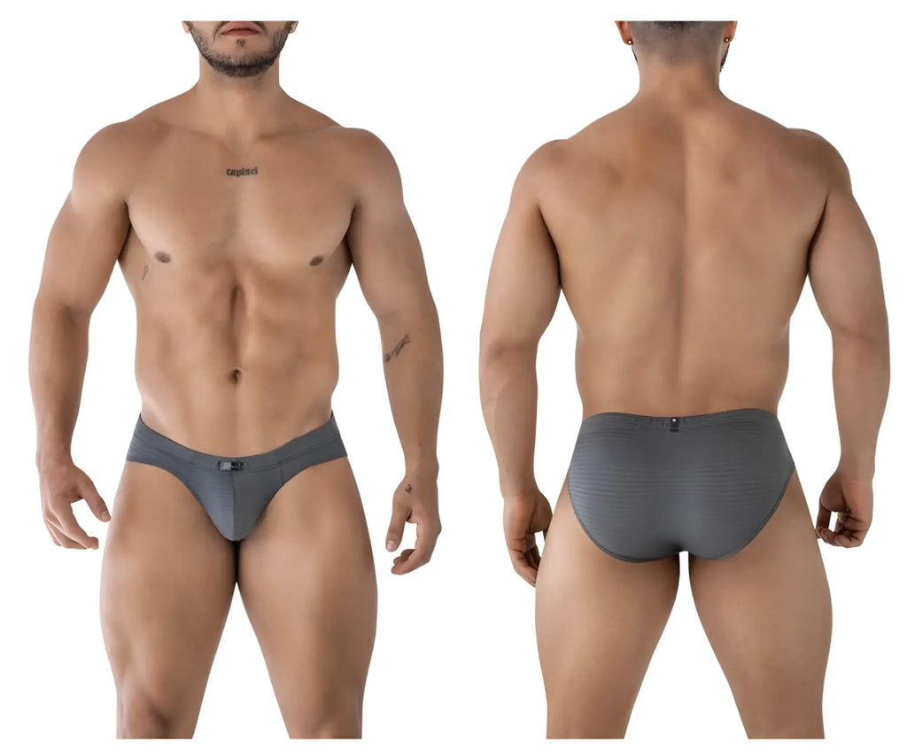 Gray xtremen 91210b microfiber men’s briefs with subtle ribbed texture and small front brand logo