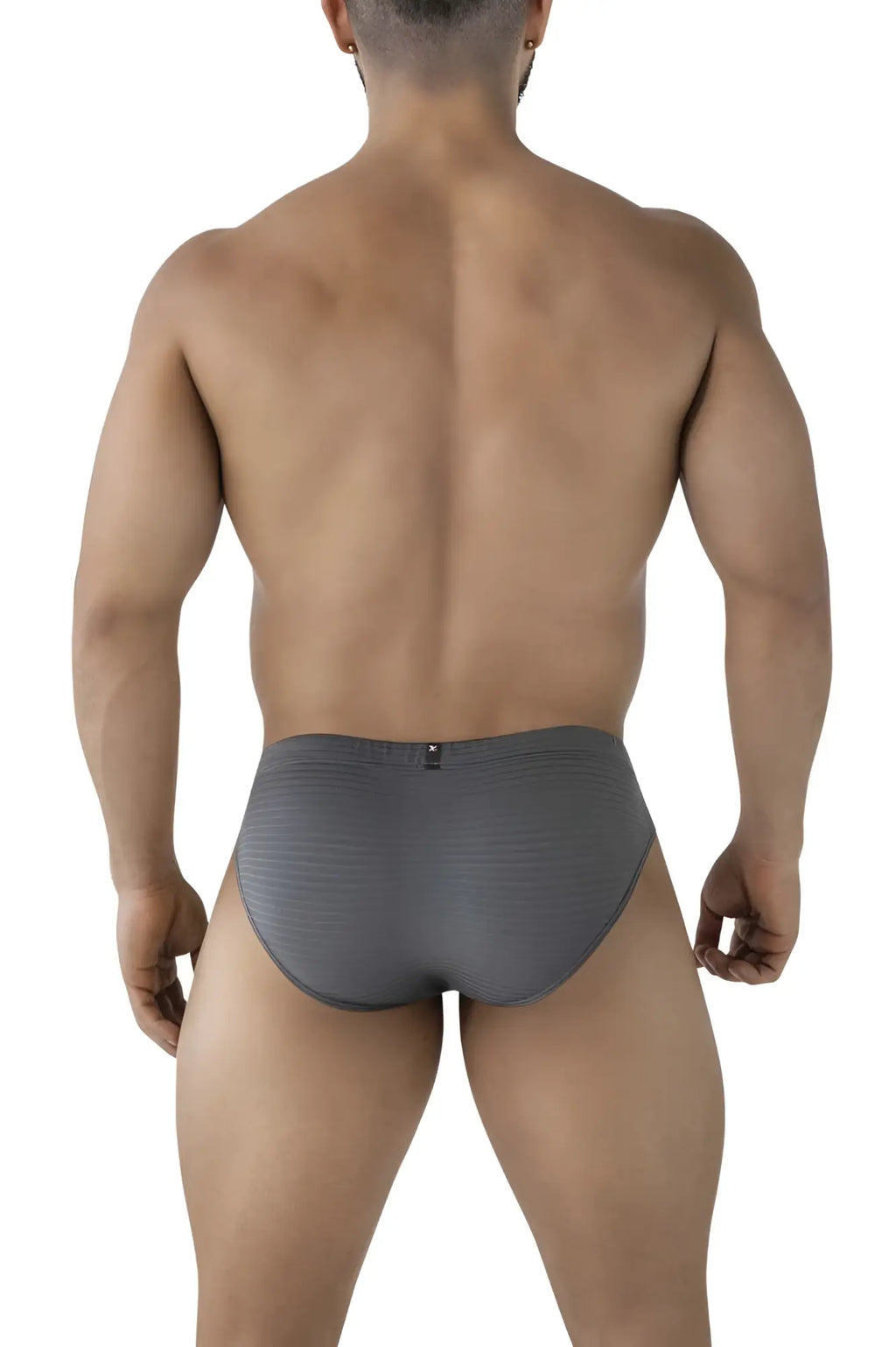 Gray xtremen 91210b microfiber briefs with a subtle ribbed texture and small black logo on the waistband