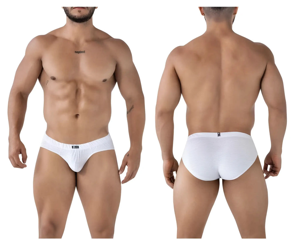 White xtremen 91210b microfiber briefs with subtle textured pattern and small brand logo on the waistband