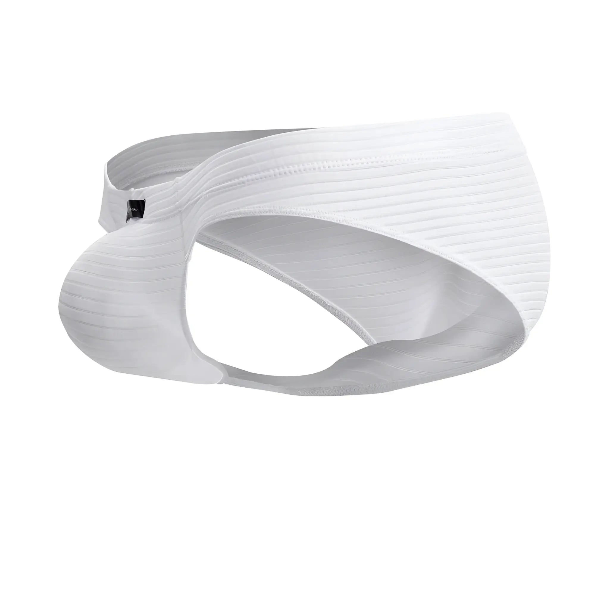 White xtremen 91210b microfiber briefs featuring ribbed cotton and a sleek contoured design in a front view