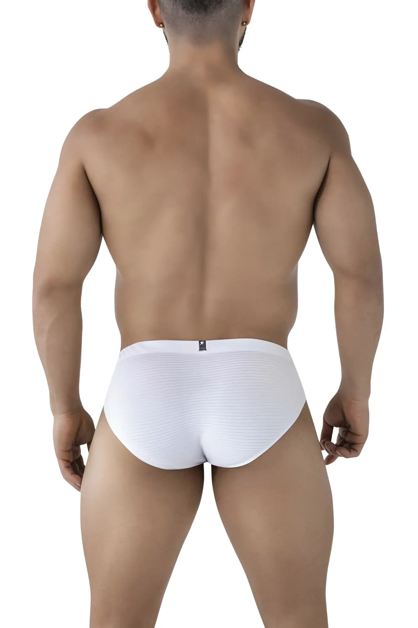 Xtremen 91210B microfiber briefs in white with a snug fit, textured fabric, and elastic waistband