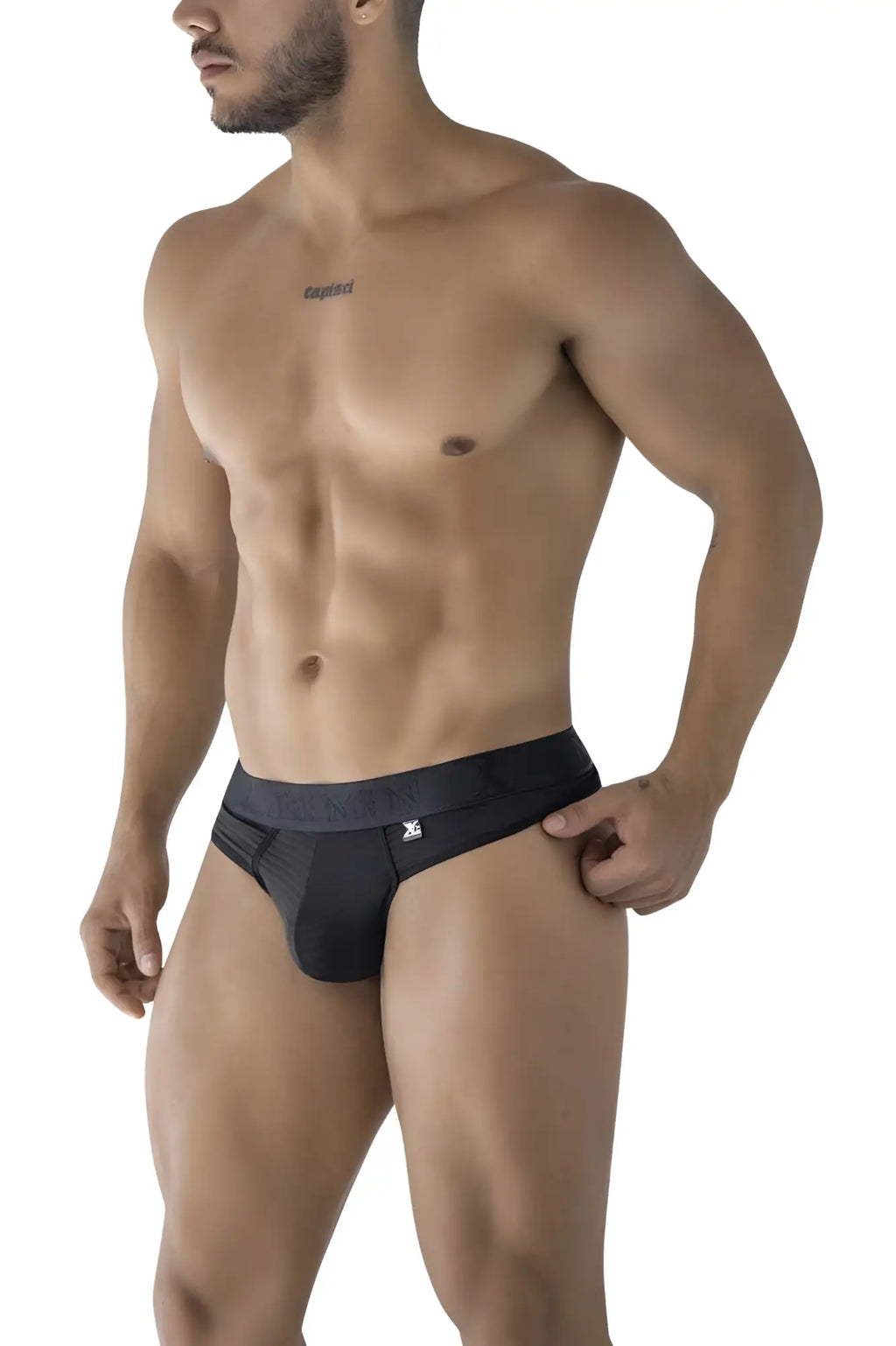 Black xtremen 91211b microfiber athletic briefs with a snug fit and subtle logo on the waistband