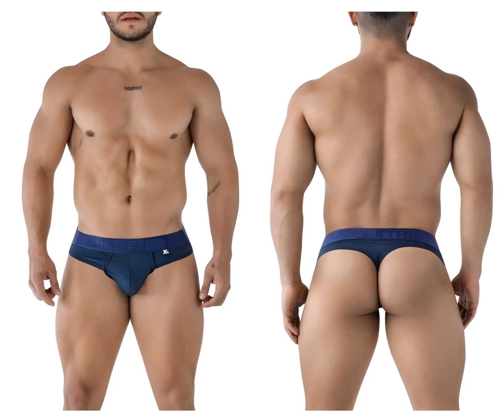 Navy xtremen 91211b microfiber men’s briefs with subtle textured fabric and branded waistband