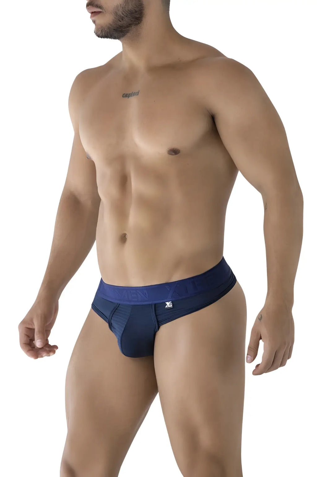 Navy blue Xtremen 91211B microfiber men’s briefs with matching waistband and small white logo on front