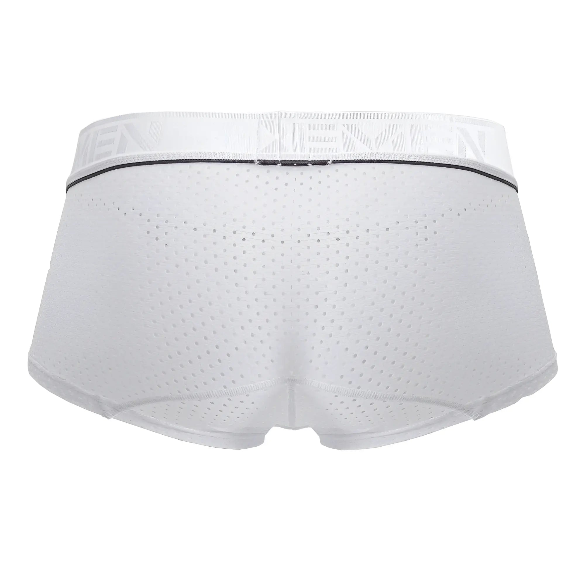 White mesh microfiber briefs with branded elastic waistband xtremen 91212b microfiber trunks color white front view