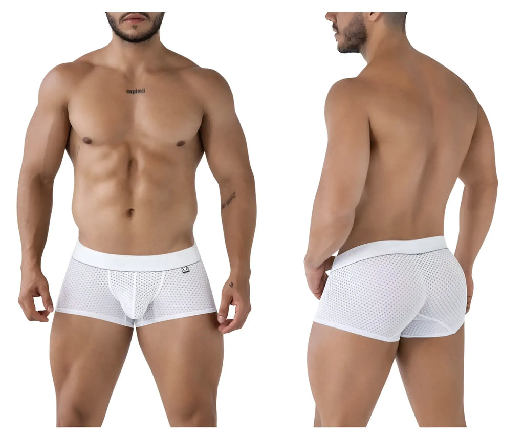 White xtremen 91212b microfiber trunks with white mesh briefs and solid waistband for breathable comfort
