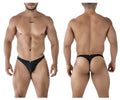Xtremen 91214b black microfiber thong with black mesh and small logo on front and back side of the product