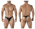 Xtremen 91214b black microfiber thong with black mesh and small logo on front and back side of the product