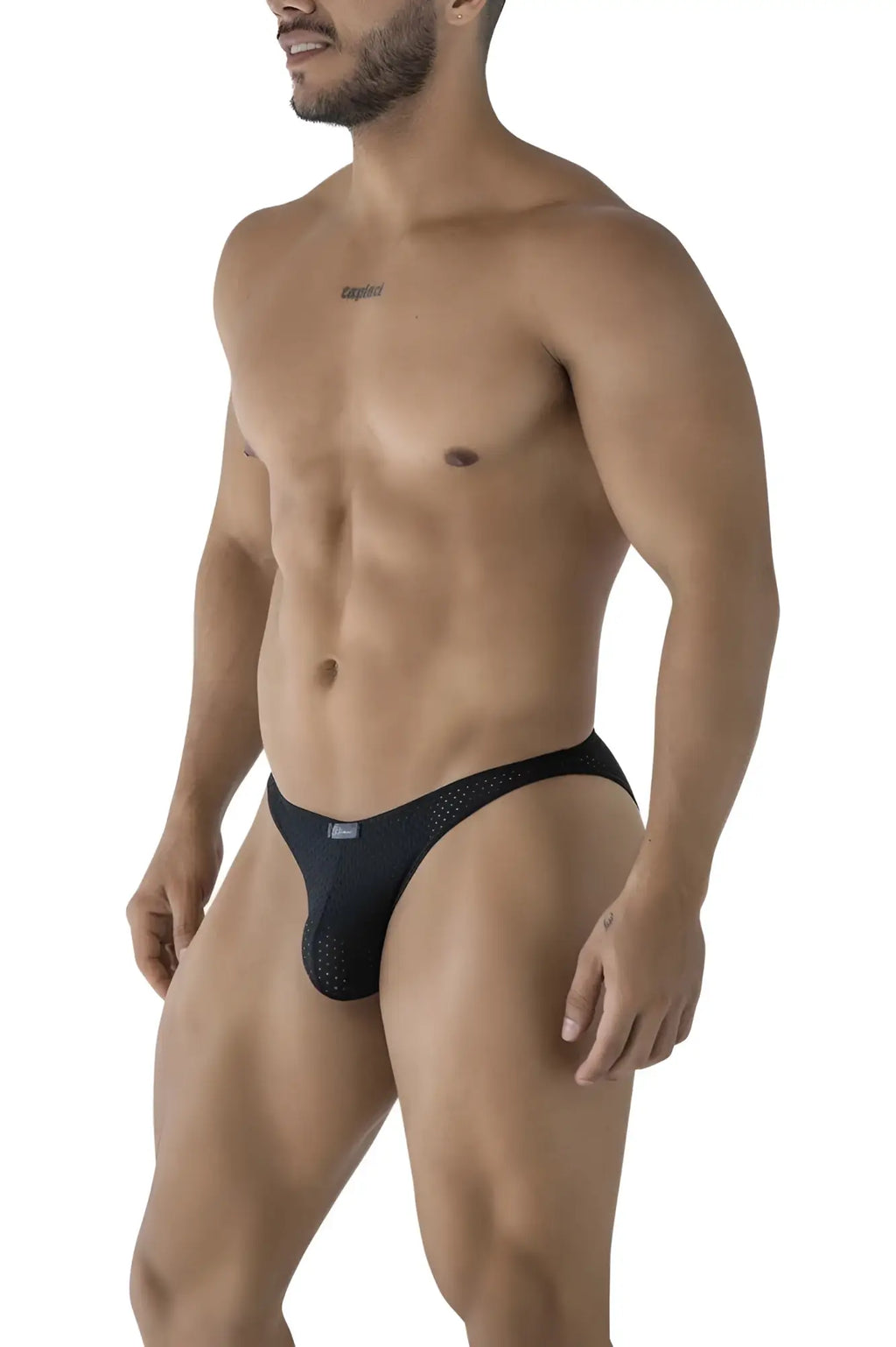 Black mesh briefs Xtremen 91215B microfiber bikini with sleek form-fitting design in black color