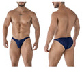 Navy blue Xtremen 91215B microfiber bikini briefs with mesh fabric subtle texture and small brand logo on front
