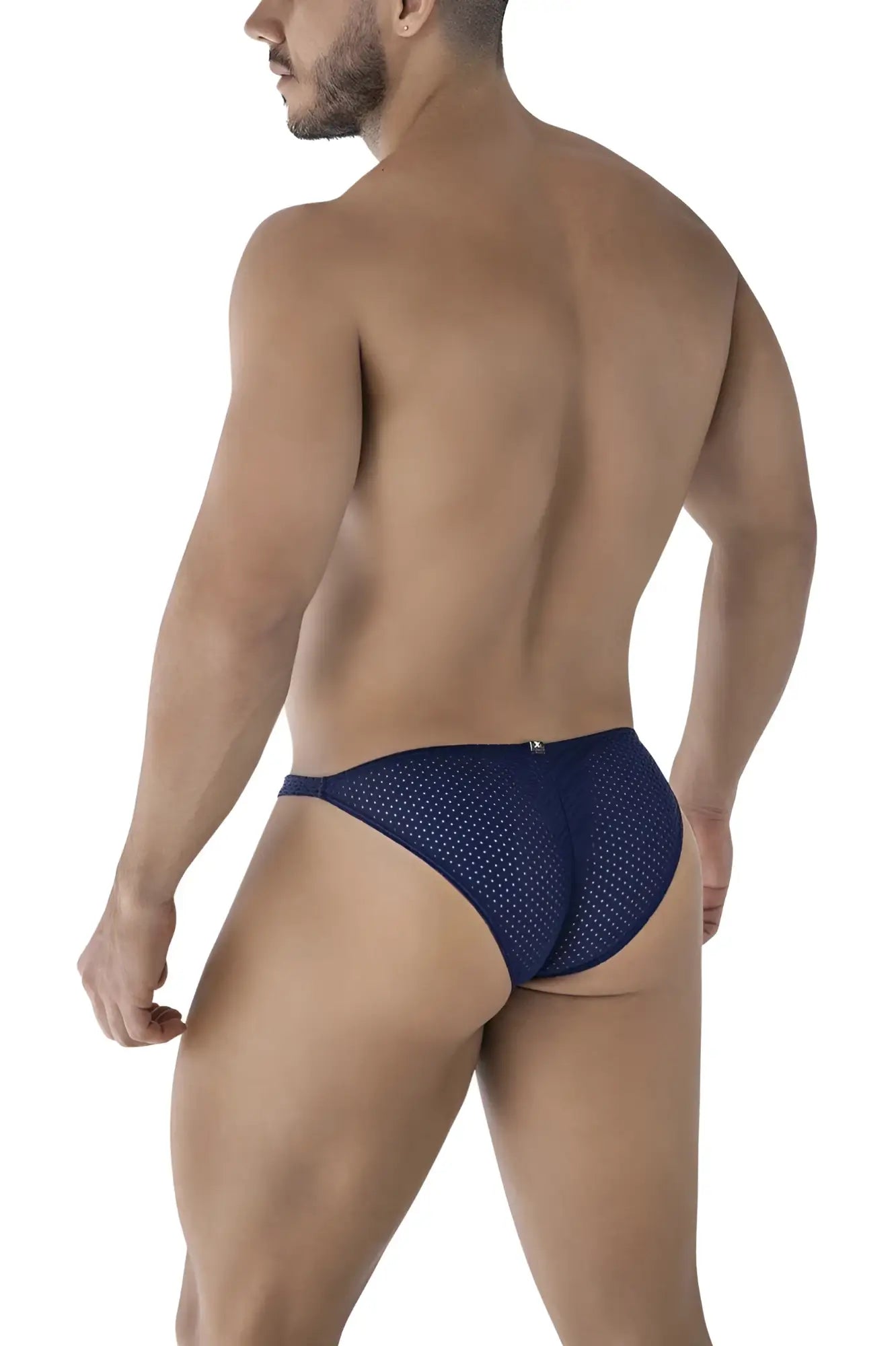 Navy blue perforated mesh microfiber bikini briefs xtremen 91215b with breathable fabric and stylish design